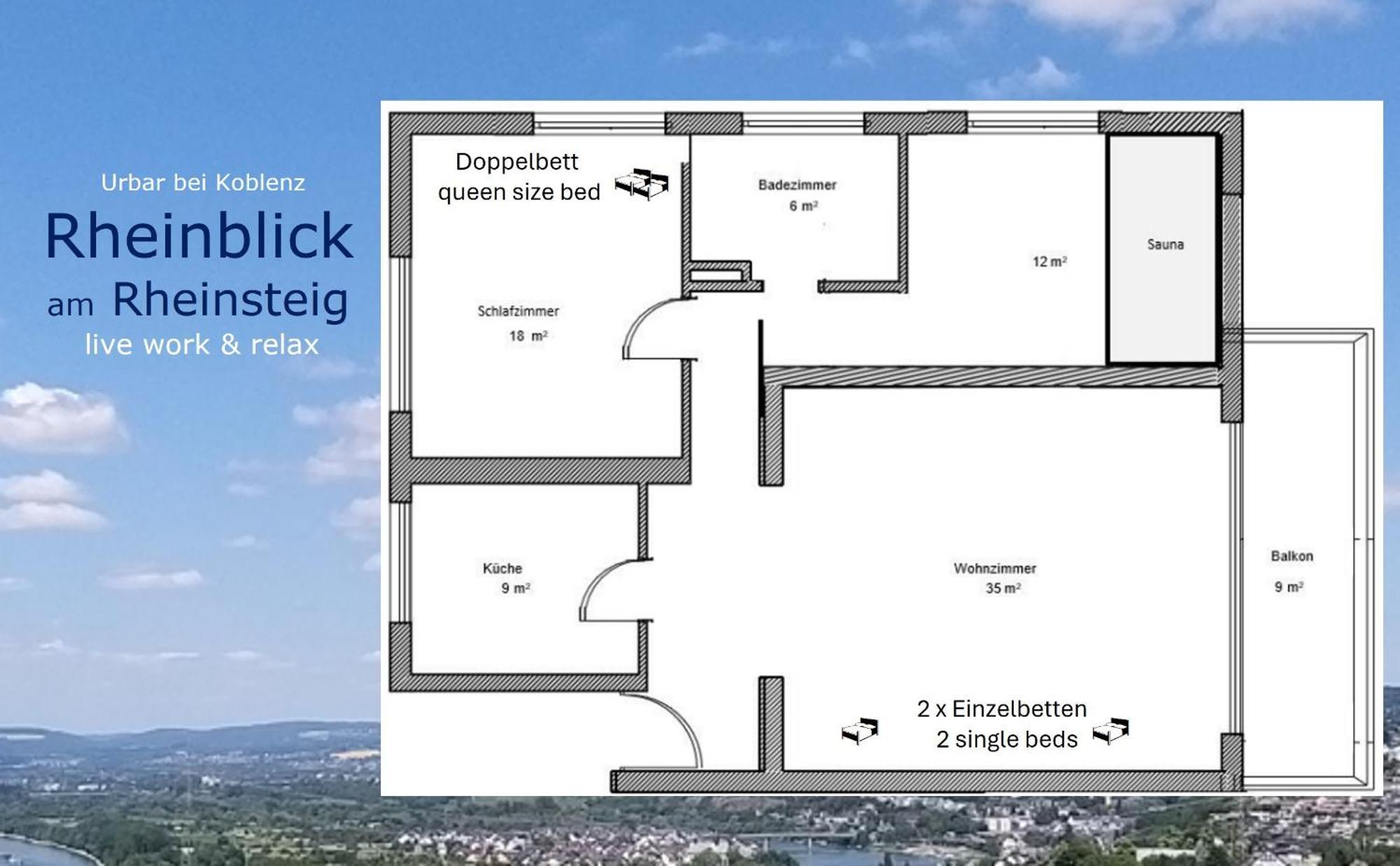 Rheinblick Am Rheinsteig Zur Festung Ehrenbreitstein Mit Balkon Und Sauna Urbar  Екстериор снимка